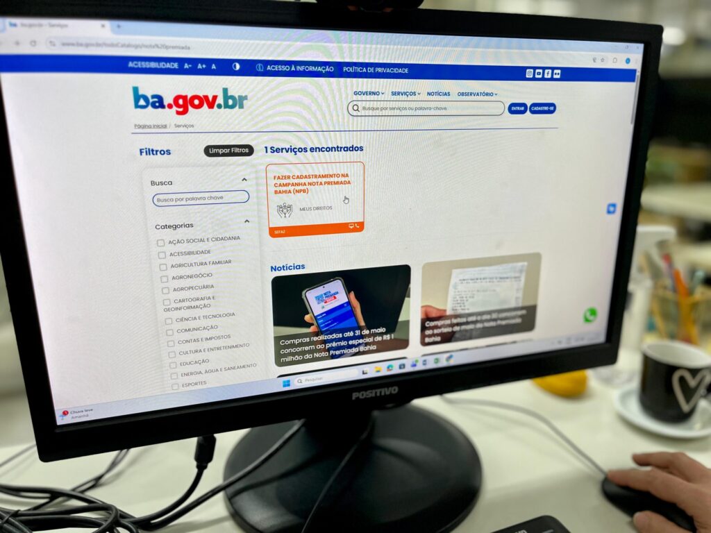 Cadastro na Nota Premiada Bahia agora pode ser feito via ba.gov.br